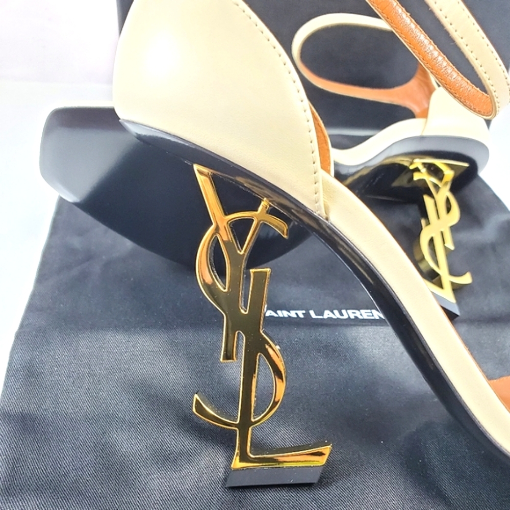 NWT$1,500 Saint Laurent YSL Opyum 110 Logo High Heel Leather Sandals Sz 40 (10) - Picture 12 of 16